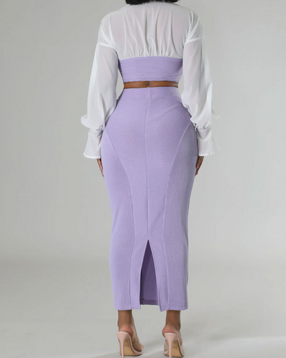 Slim High Waist Skirt Suit