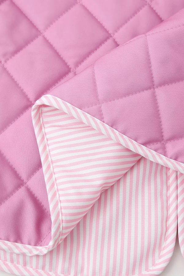 Rose Print Bow Quilted Jacket