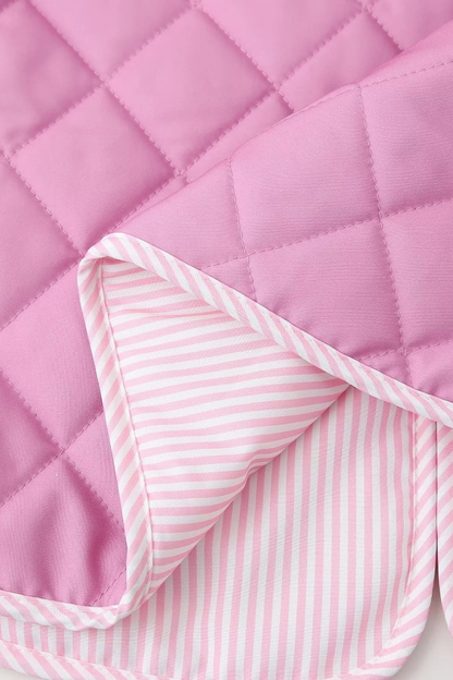 Rose Print Bow Quilted Jacket