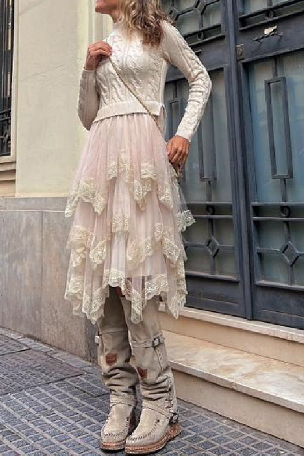 Half turtleneck cable slim fit short pullover sweater