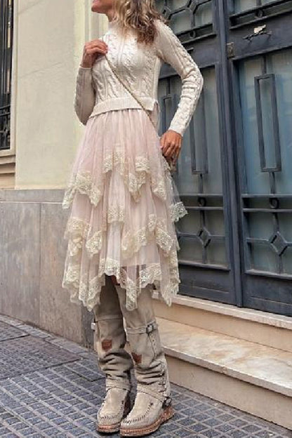 Half turtleneck cable slim fit short pullover sweater