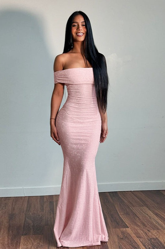 Floral Off-Shoulder Bodycon Maxi Dress