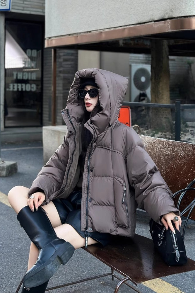 Cropped Oversized Duck Fill Puffer Jacket