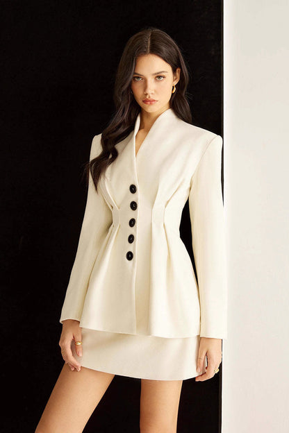 Tailored Ruched Waist Blazer