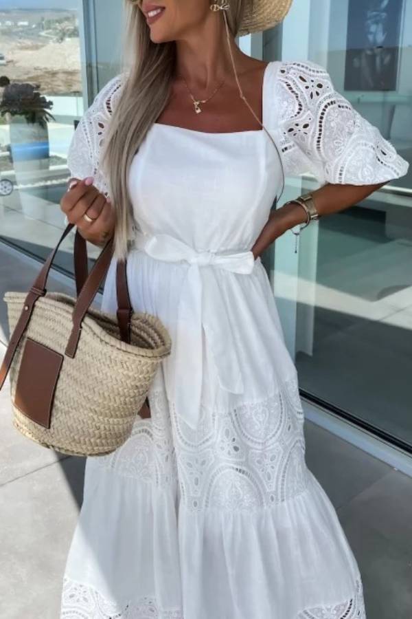 Loose Lace Hollow Long Skirt