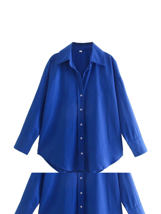 Buttoned Loose Navy Blue Shirt