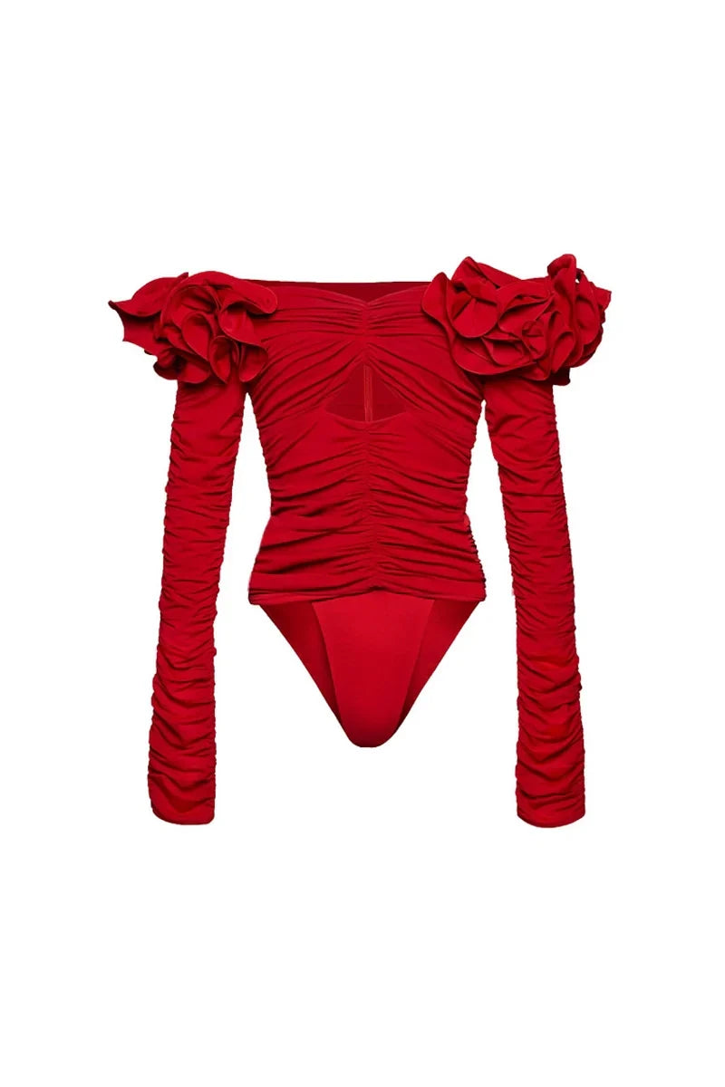 Floral Appliqué Swimsuit Set