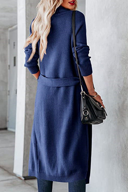 Knitted Tie Lapel Cardigan Sweater Jacket