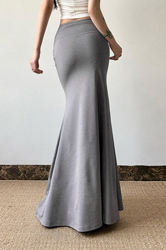 Grey Bodycon Mermaid Maxi Skirt