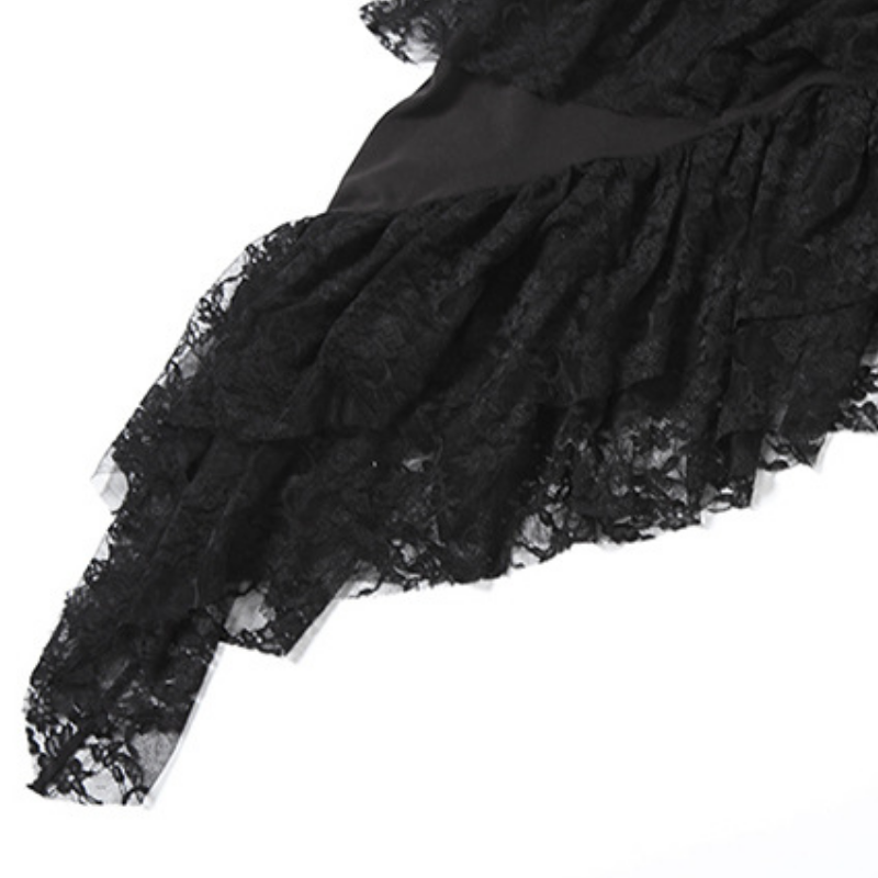 Irregular lace hem v neck cami midi dress
