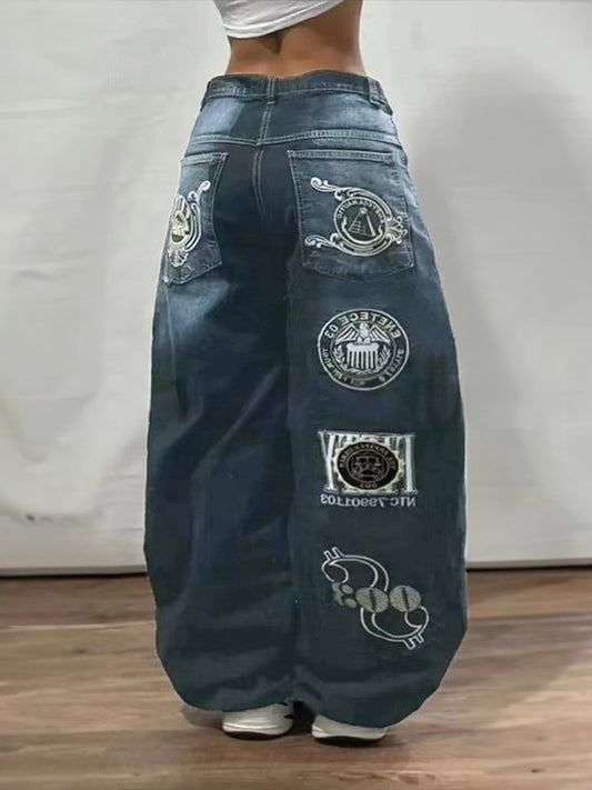 European American Street Hip-Hop Boyfriend Jeans