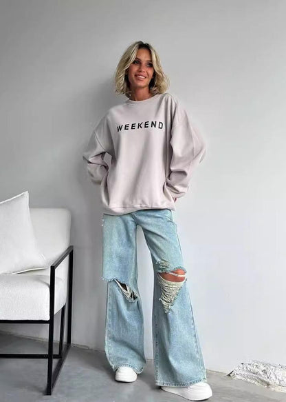 Weekend Vibes - Printed Cozy Sweatshirt