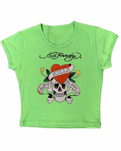 Cropped Printed T-Shirt Top
