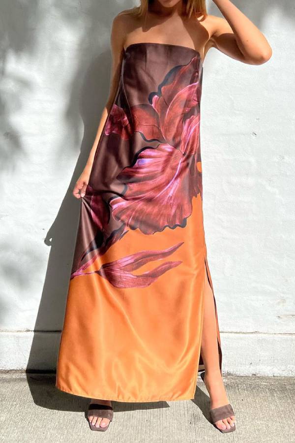 Fashion Strapless Printed Dress