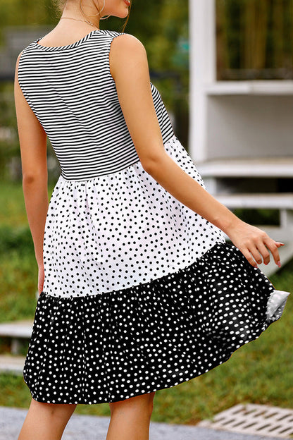 Polka dot mosaic large swing dress