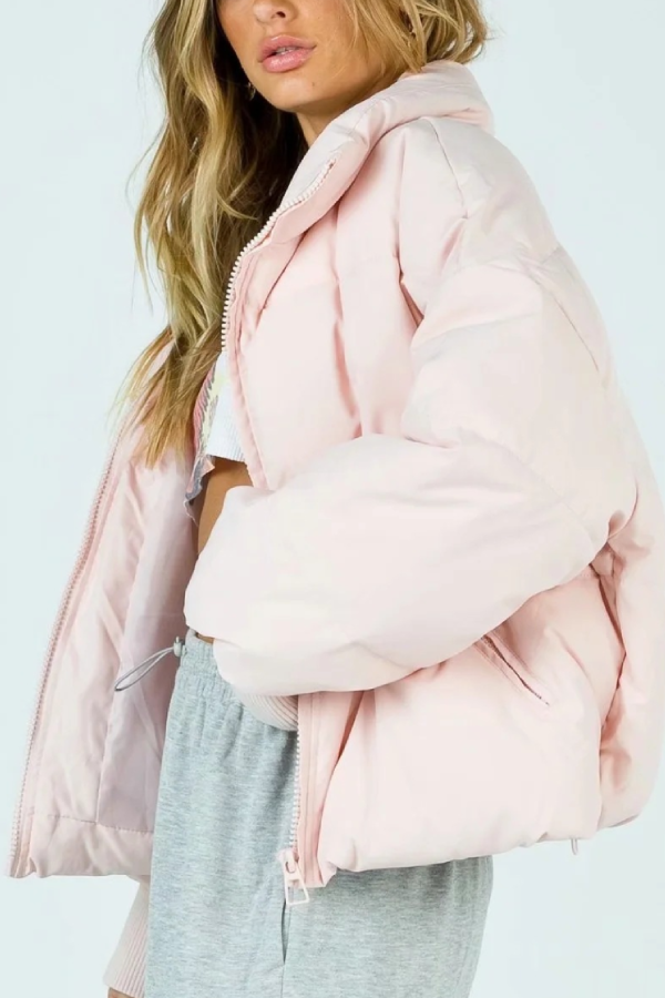 Stand Collar Zipper Pocket Thick Warm Cotton Jacket