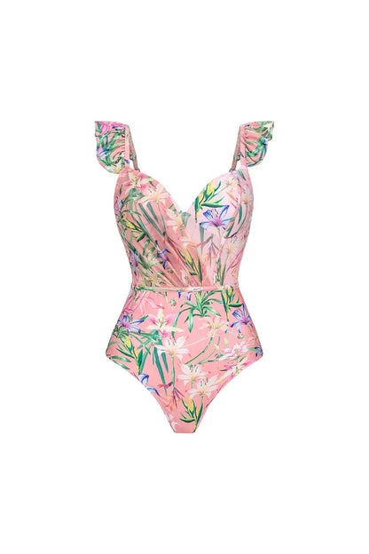 Mesh Patchwork Printed Swimsuit Set