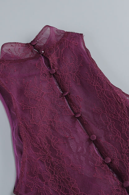 Evelyn Plunging Cowl Lace Bodice Maxi Dress