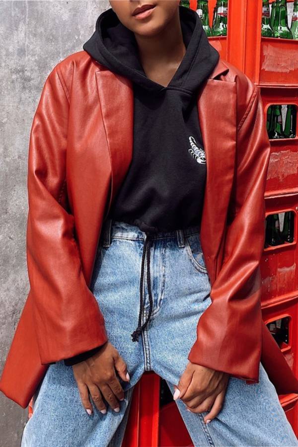 Bershka Oversized Faux Leather Blazer