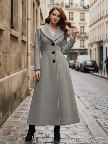 Full Length Woolen Coat With Shawl Collar For Women 2026