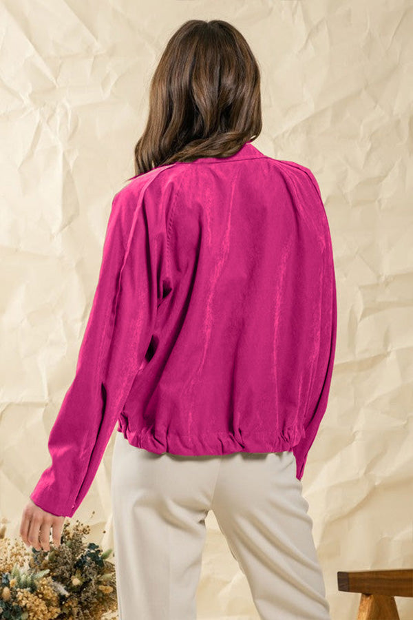 Brushed plaid lapel multi-button two-pocket midi jacket