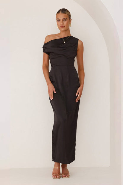 Solid Sleeveless Asymmetric Formal Dress