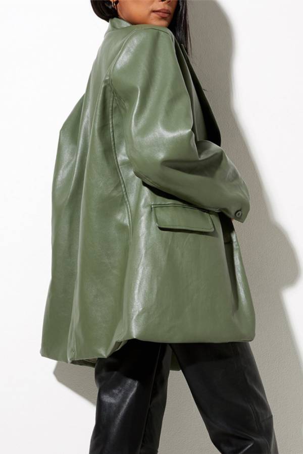 Bershka Oversized Faux Leather Blazer