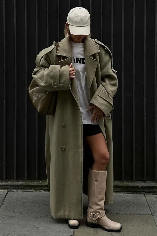 Vintage Double Breasted Belted Overcoat