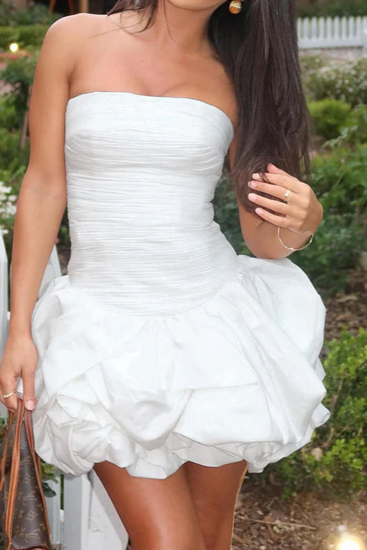 Spring Elegant Ruched Corset Dress with Layered Skirt Party Dress