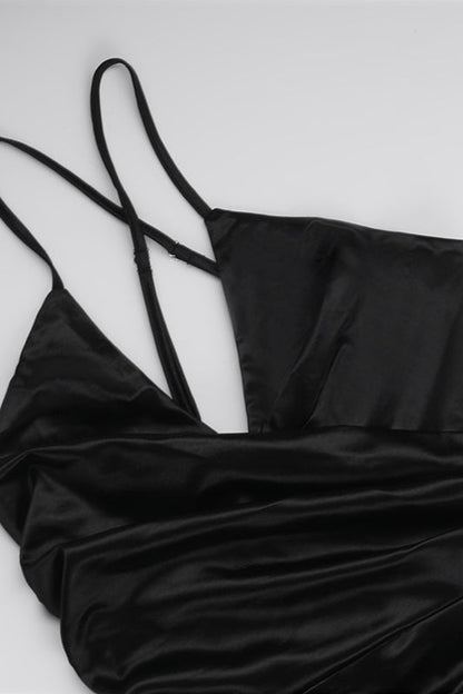 Sexy Halter Neck Crisscross Split Maxi Dress Party Dress