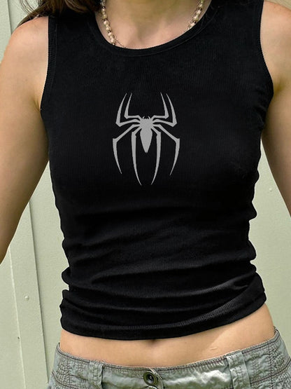Street Spider Ribbed Cropped Tank Top