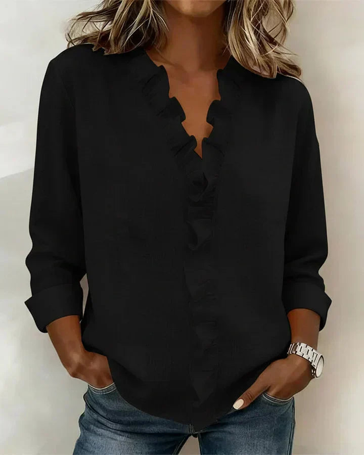 The Indie — Ruffle V-Neck Blouse