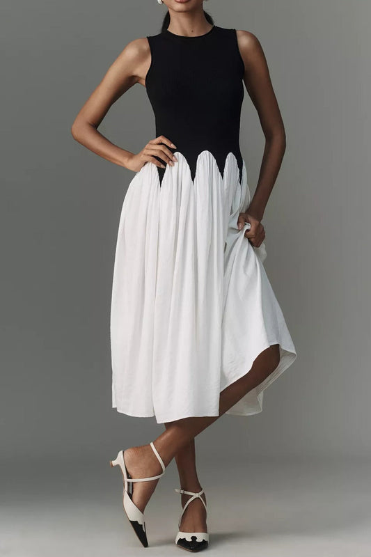 Casual Patchwork Color Block Slim Prom Dress