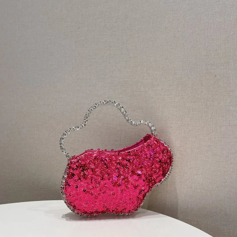 Sequin Diamond Cloud Shape Evening Wristlet