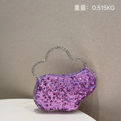 Sequin Diamond Cloud Shape Evening Wristlet