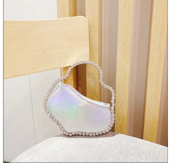 Sequin Diamond Cloud Shape Evening Wristlet