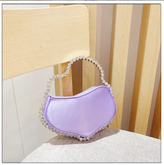 Sequin Diamond Cloud Shape Evening Wristlet