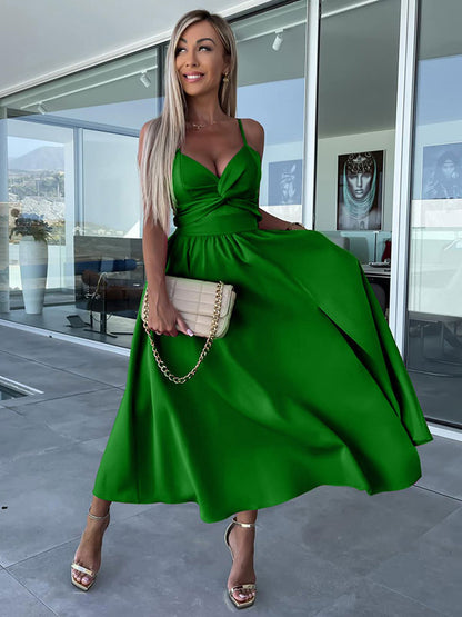 Cutout Twist Midi Slip Dress for Women - Sexy V Neck Split Cocktail Sun Dress - Summer Resort Wedding Guest 2026