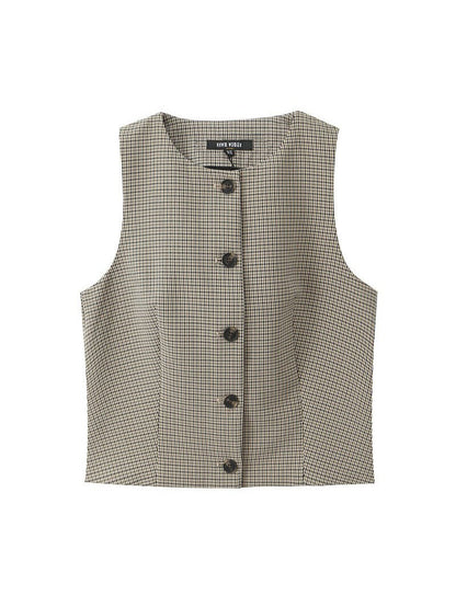 Gingham Print Vest Coat & Pant With Belt Coord Set