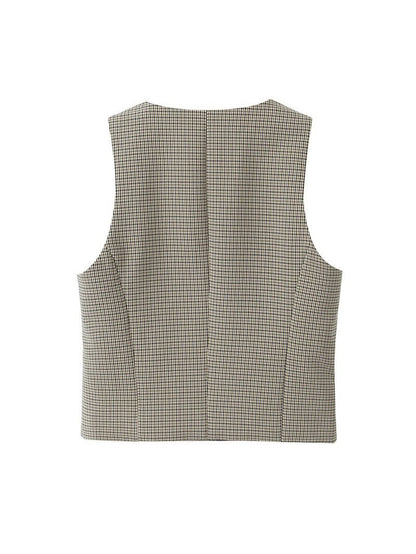 Gingham Print Vest Coat & Pant With Belt Coord Set