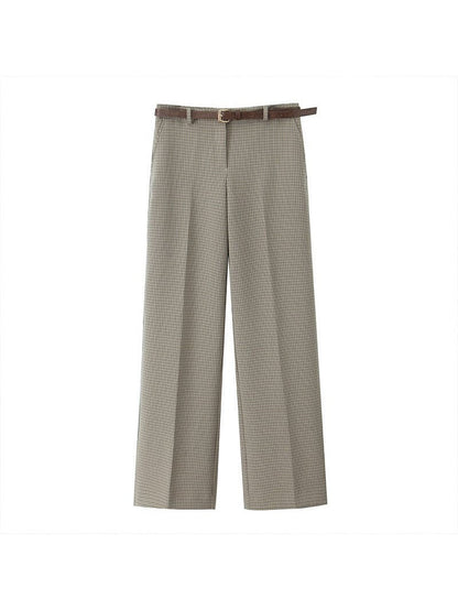 Gingham Print Vest Coat & Pant With Belt Coord Set