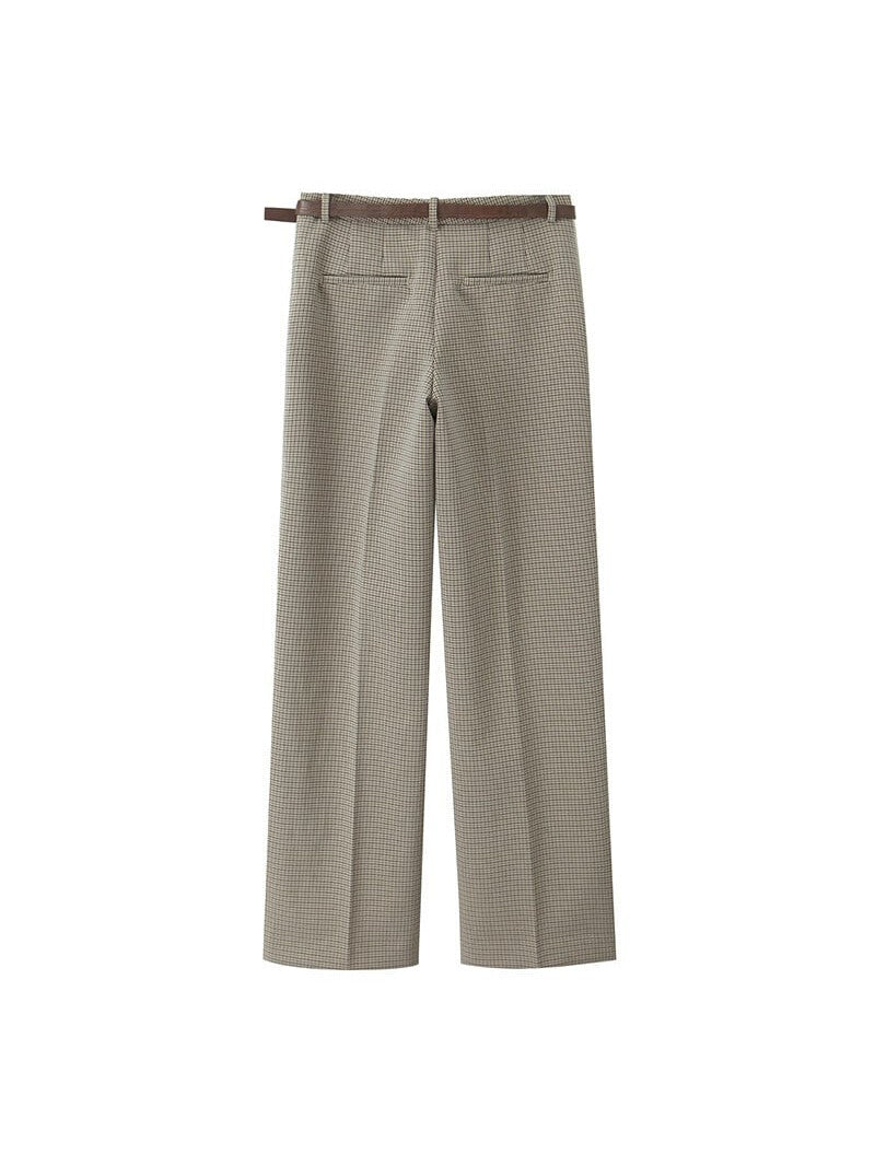 Gingham Print Vest Coat & Pant With Belt Coord Set