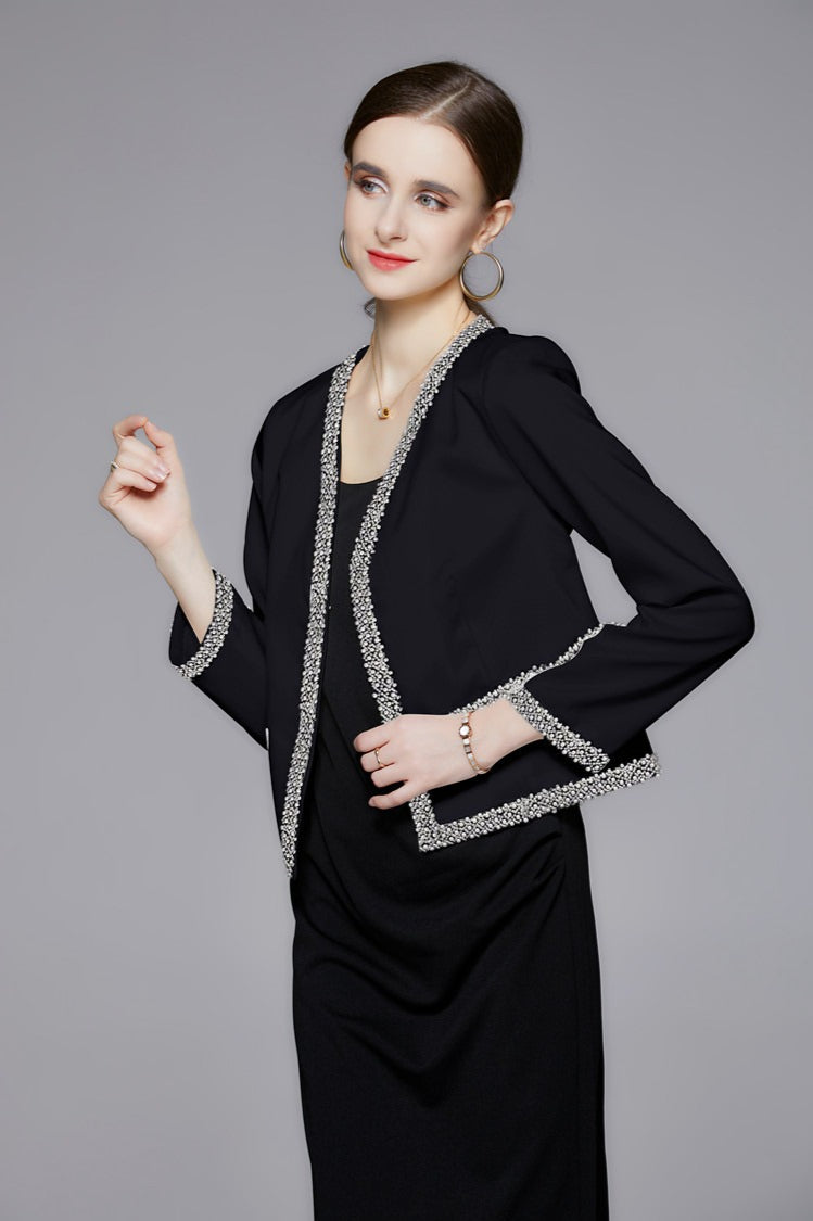 Beaded Open Front Short Coat
