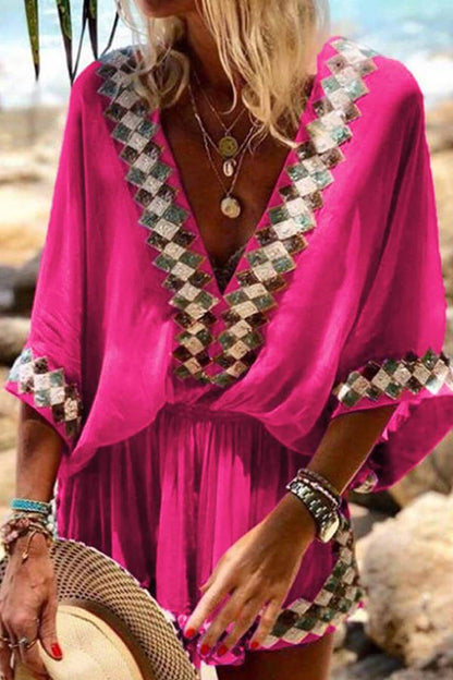 Bohemian Beach Print Kimono Romper
