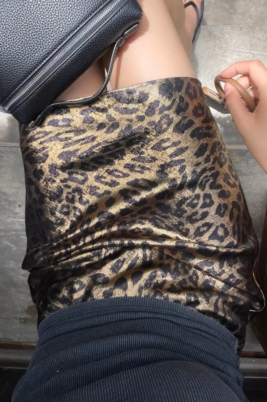 Luxe Leopard Print A-line Skirt