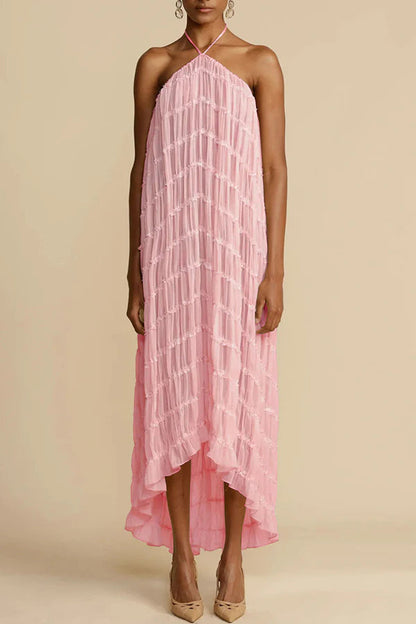 Versatility and Vintage Charm Pleated Drawstring Waist Tiered Maxi Skirt