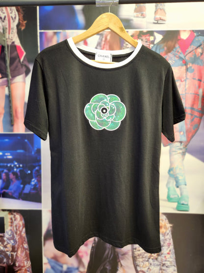 Print Cotton Lycra Flower CH T-Shirt