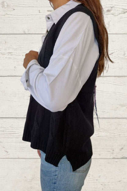 braided sleeveless sweater
