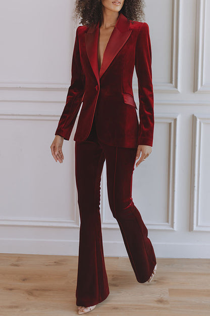Delicate Daze Velvet High Rise Elastic Waist Flare Pants