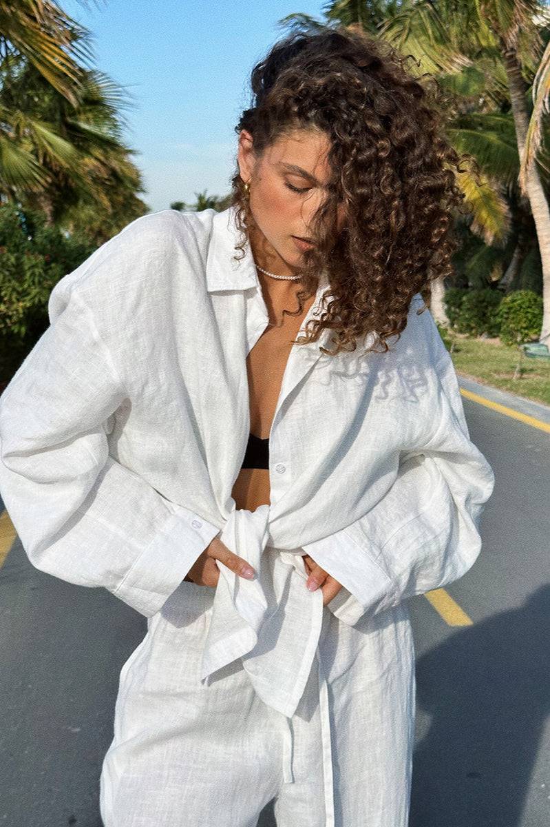 Cotton Loose Long Sleeve Blouse & Pants Set